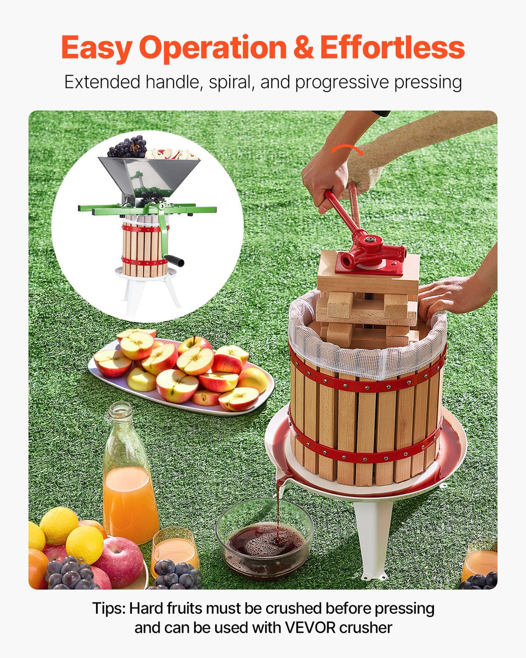 Fruit Wine Press Manual For Making Gal 12L Wood Basket - Image 5