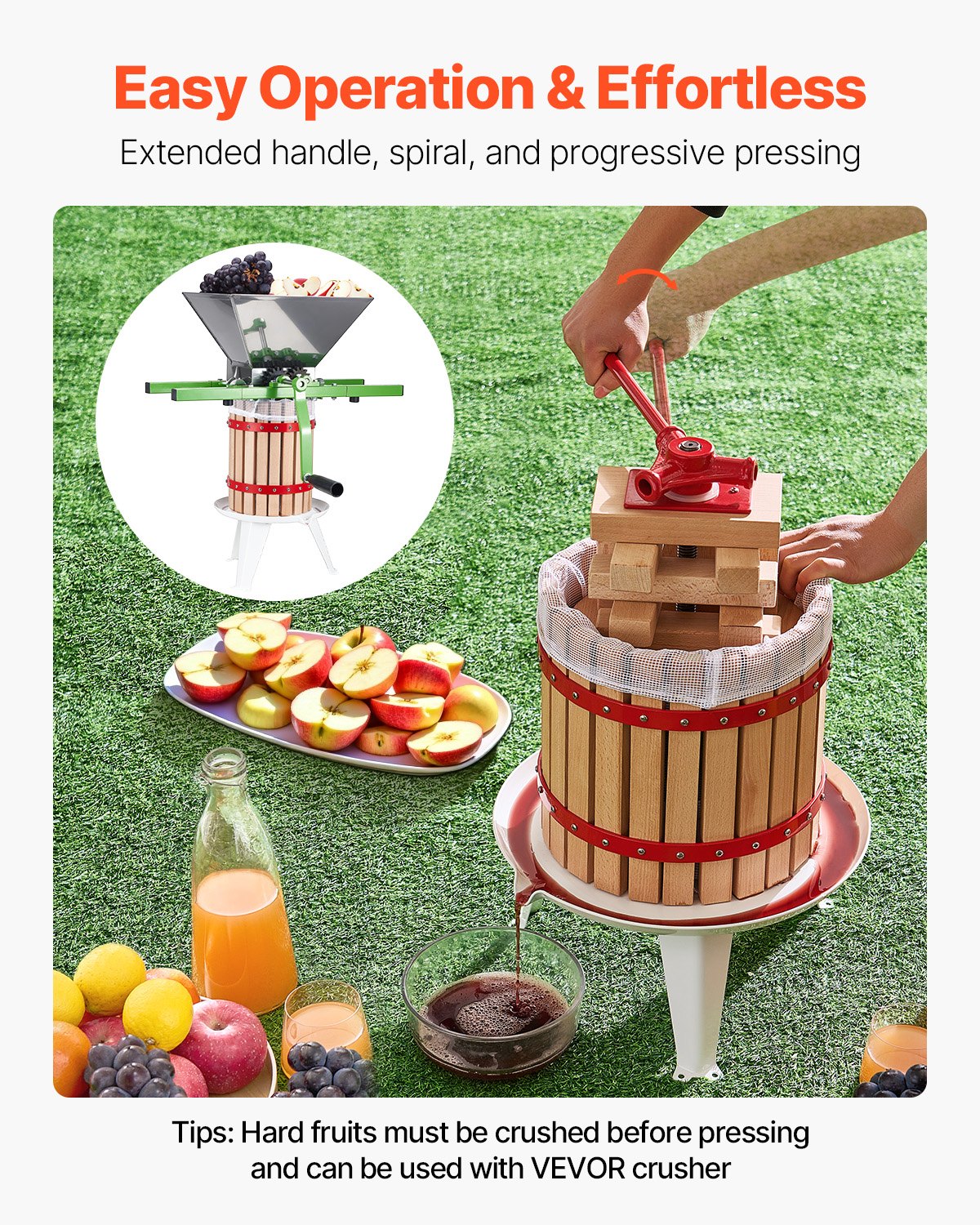 Fruit Wine Press Manual For Making Gal 12L Wood Basket - Image 5