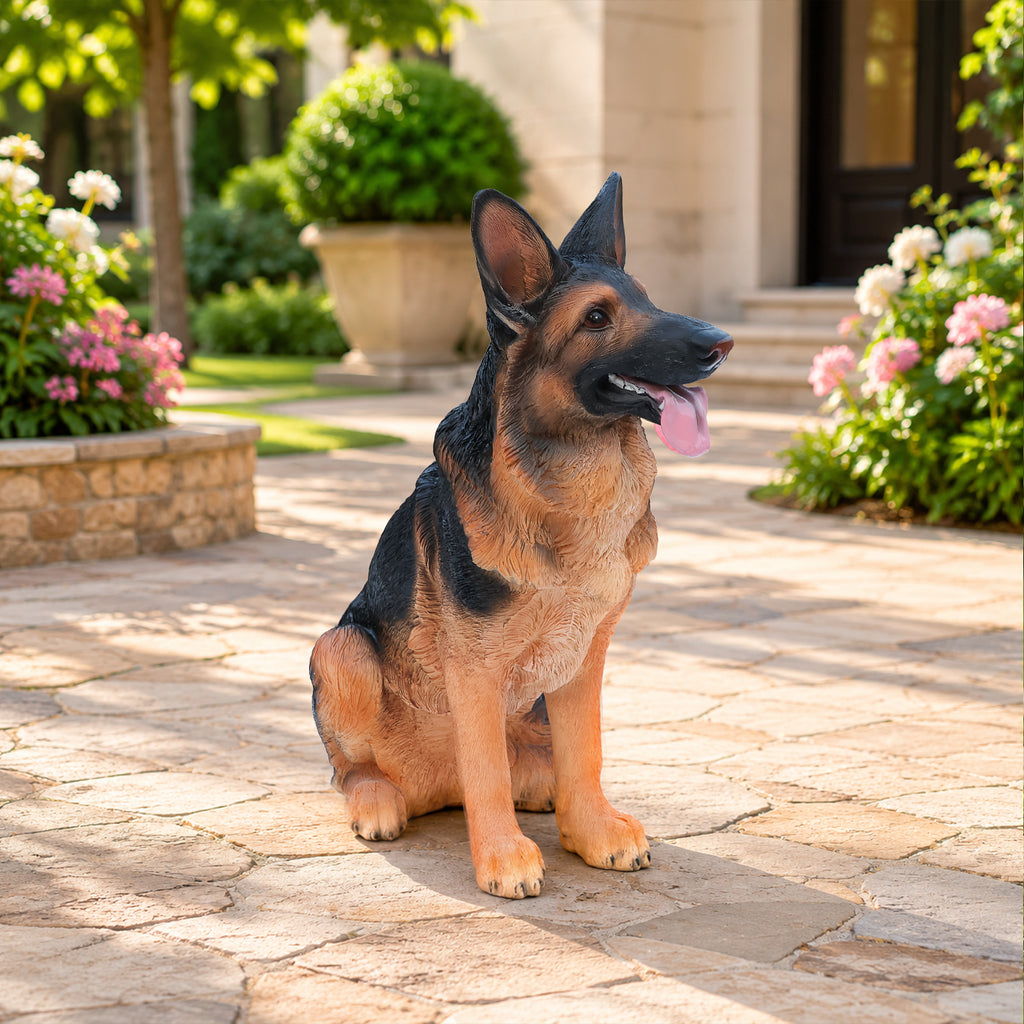 Lifelike German Shepherd Dog Statue Realistic Resin Animal Figurine for Indoor