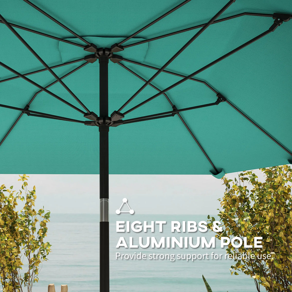 7.6FT Aluminum Patio Umbrella Parasol 8 Ribs Outdoor Market Umbrella with - Image 5
