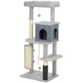 52 Inch Cat Tree with Scratching Posts Cat Bed Condo Grooming Brush Jumping