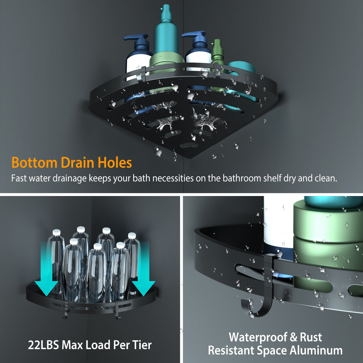 2pcs corner shower caddy shelf product angle 9