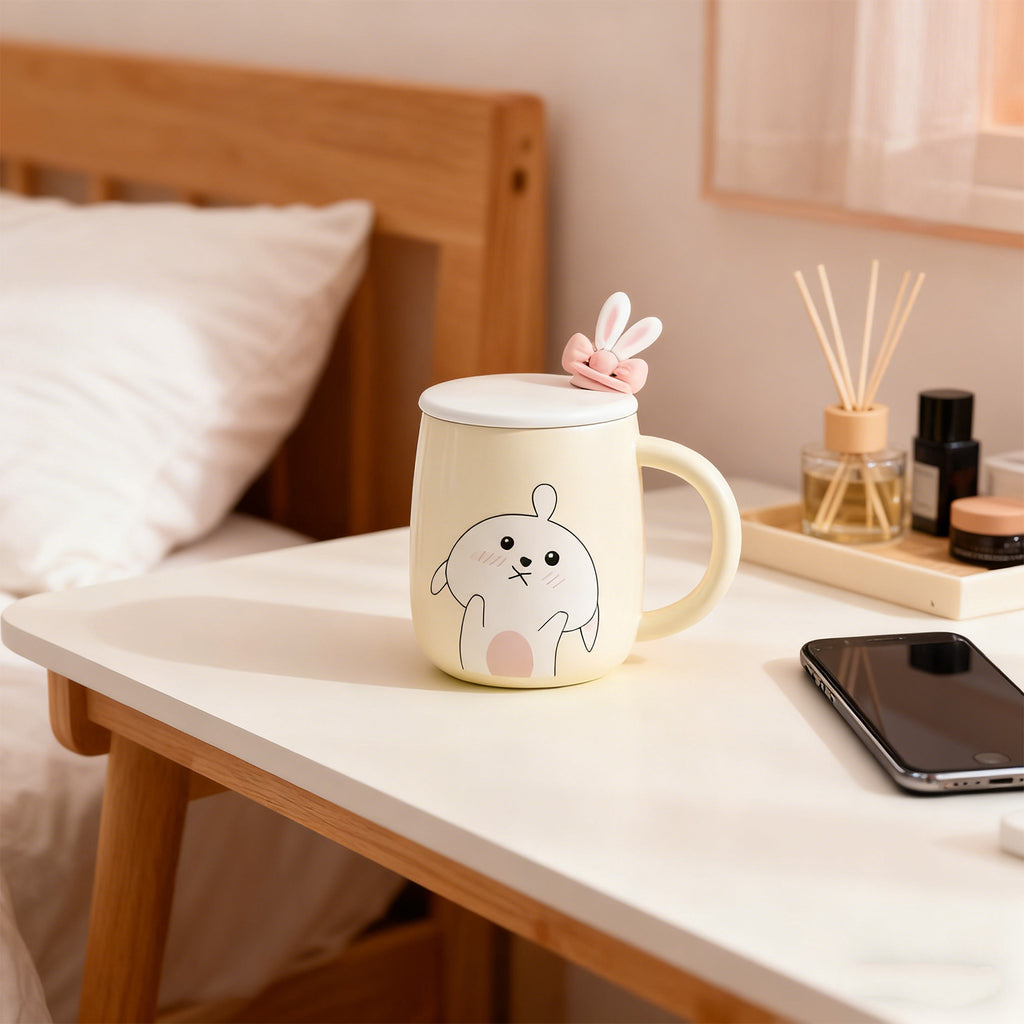 Rabbit Bow Ceramic Mug Light Blue - Image 2