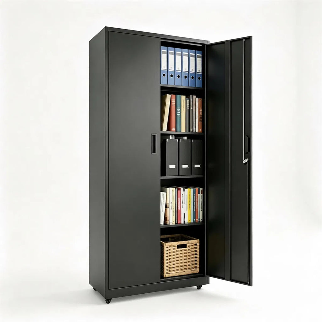 73 Inch Heavy Duty Mobile Steel Storage Locker Cabinet with Lockable Doors - Image 2