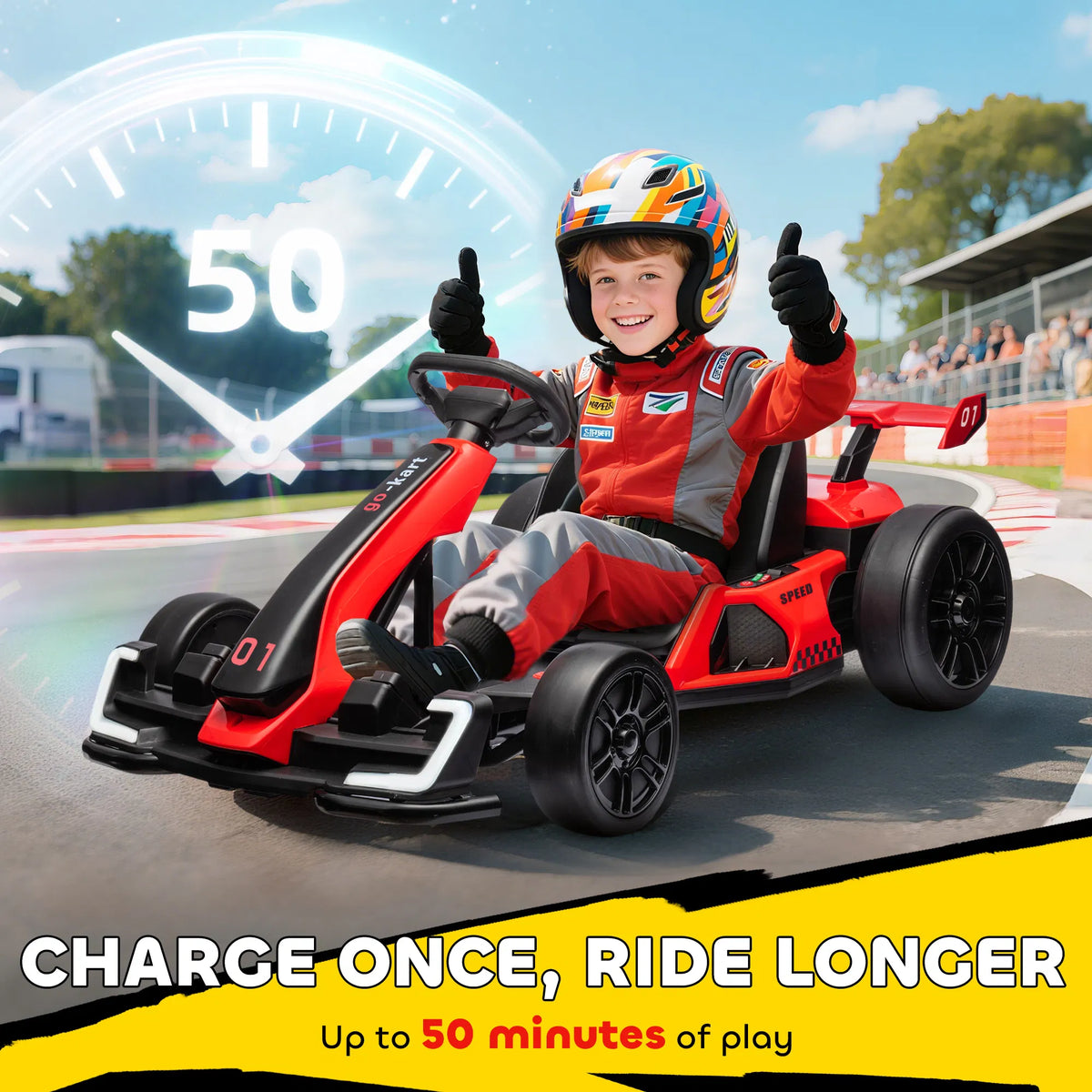 24V Electric Go Kart Battery Powered Kids Drift Kart with Adjustable Seat - Image 5