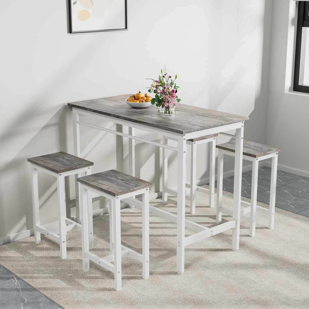 5-Piece White Oak Bar Table Set