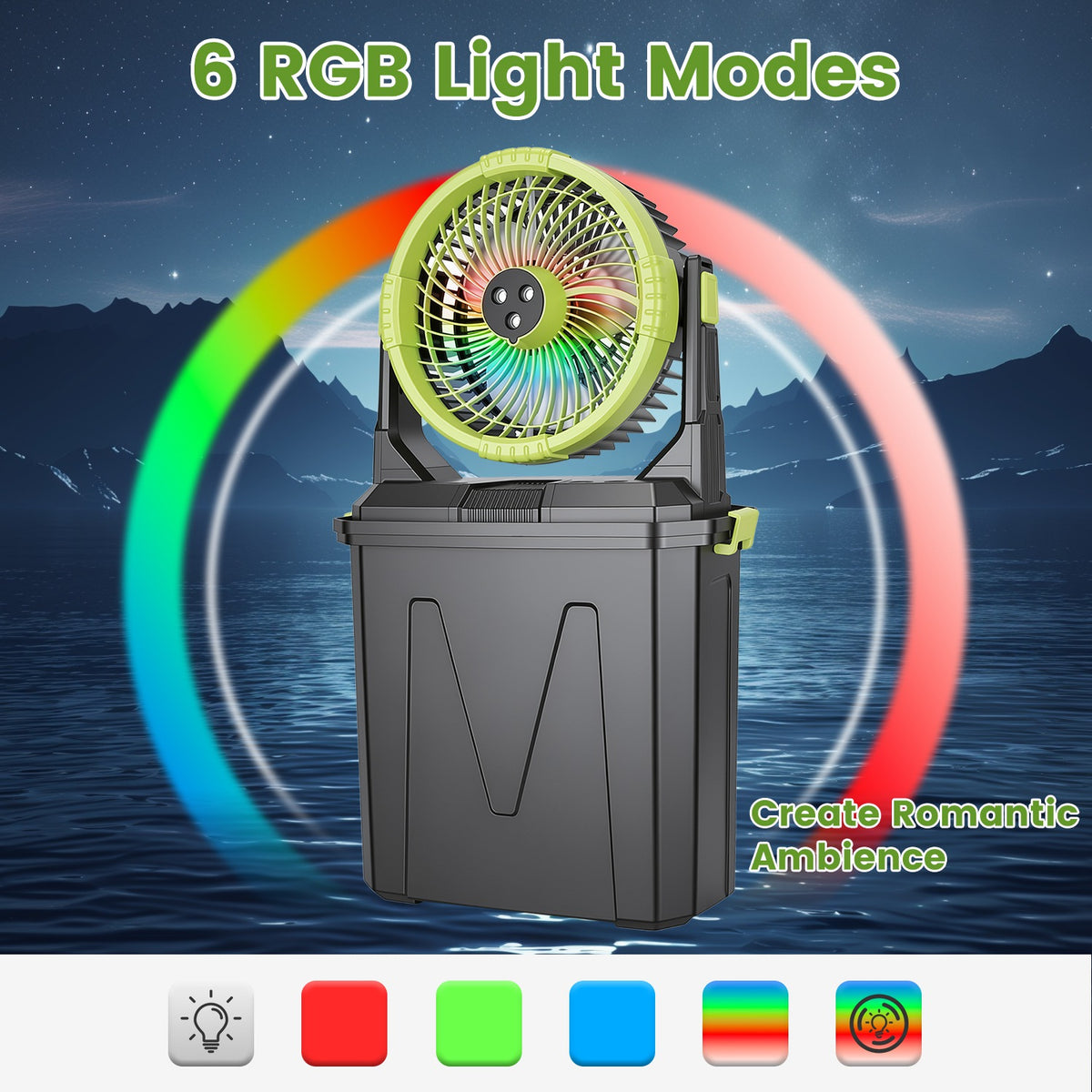 1Pc 5 In 1 20000mAh 10L Bucket Portable Misting Fan Indoor Outdoor Rechargeable - Image 4