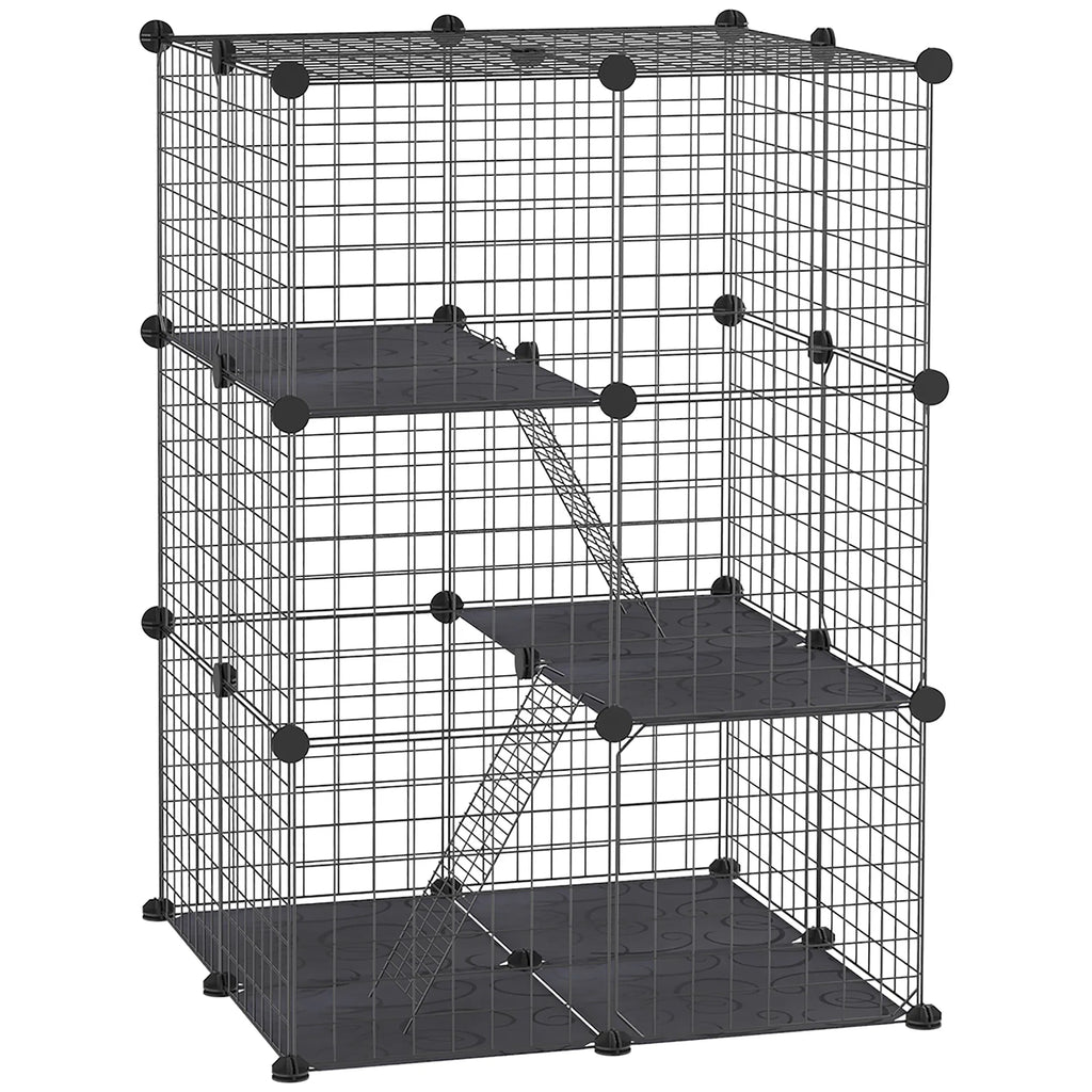 39 Pcs Small Animal Cage Bunny Hutch Portable Metal Wire with Ramps for Kitten - Image 3