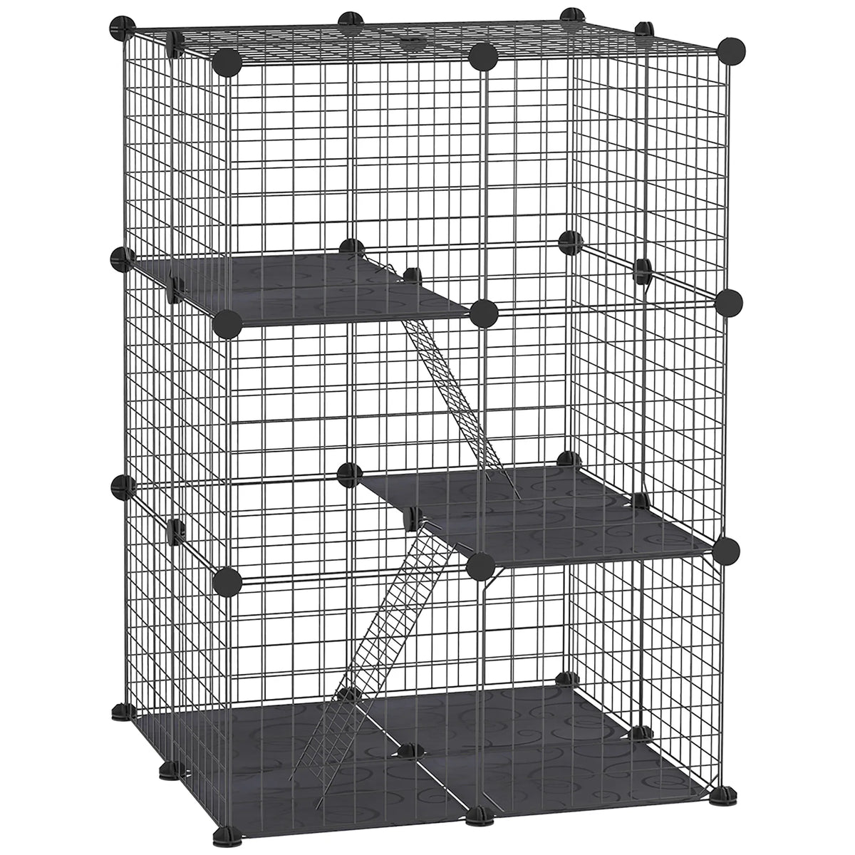 39 Pcs Small Animal Cage Bunny Hutch Portable Metal Wire with Ramps for Kitten - Image 3