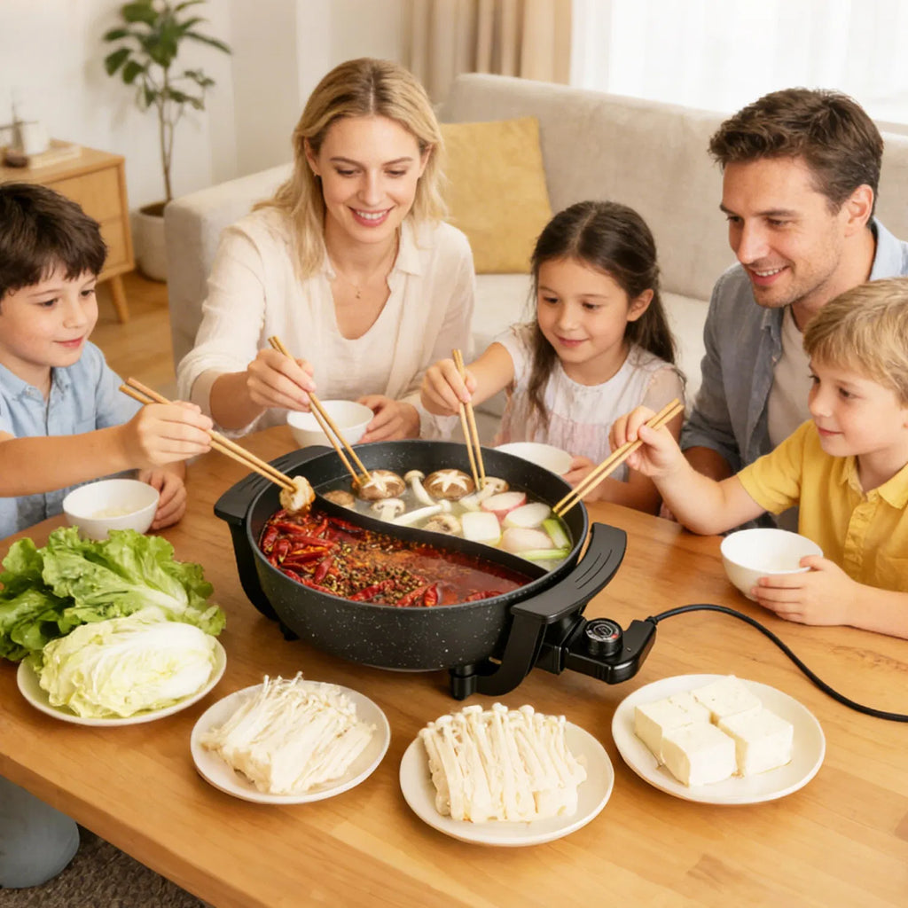 6L Electric Hot Pot with Divider 1100W Dual Flavor Pot Shabu Shabu Pot - Image 2
