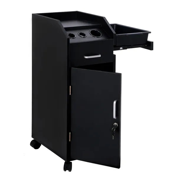 Hair Salon Storage Cart with Wheels & 3 Hair Dryer Holders & 4 Drawers & Lock & - Image 5