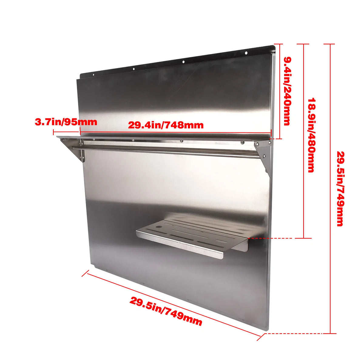 Range Backsplash with Shelf 29.5 x 29.5 Inch Range Hood Wall Shield for Range - Image 3