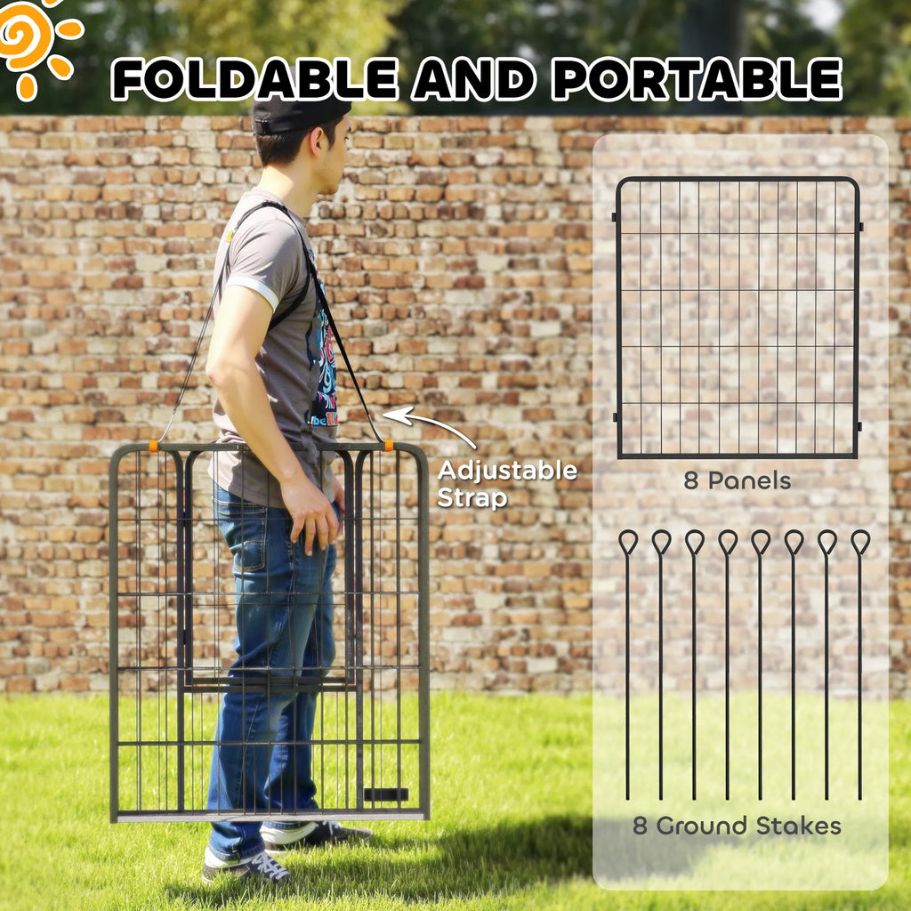 31.5" Dog Playpen Indoor Outdoor Portable Foldable 8 Panels Pet Playpen with - Image 2