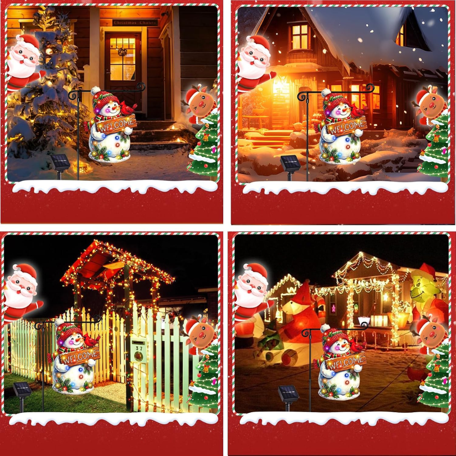 Lighted Christmas Garden Flag Snowman Holiday Decor 12x18 In
