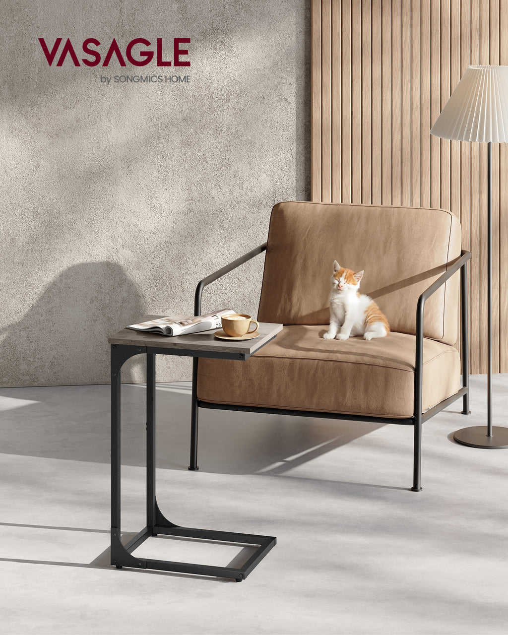 VASAGLE C Shaped End Table Small Sofa Side Table With Metal Frame - Image 3