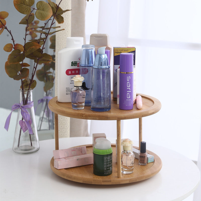 2-tier bamboo rotating spice organizer