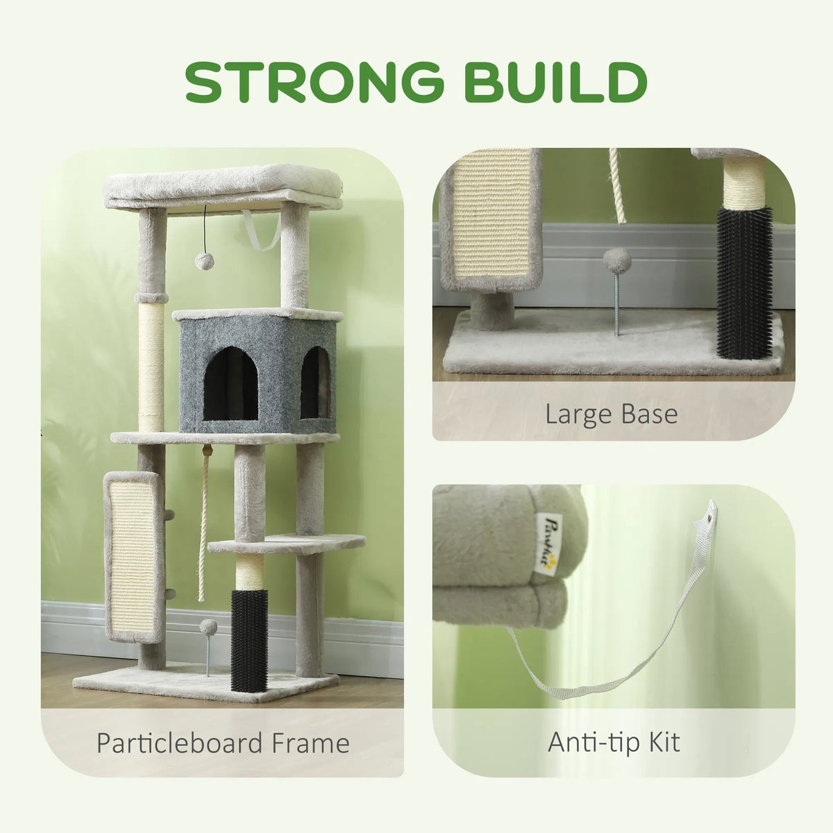 52 Inch Cat Tree with Scratching Posts Cat Bed Condo Grooming Brush Jumping - Image 2