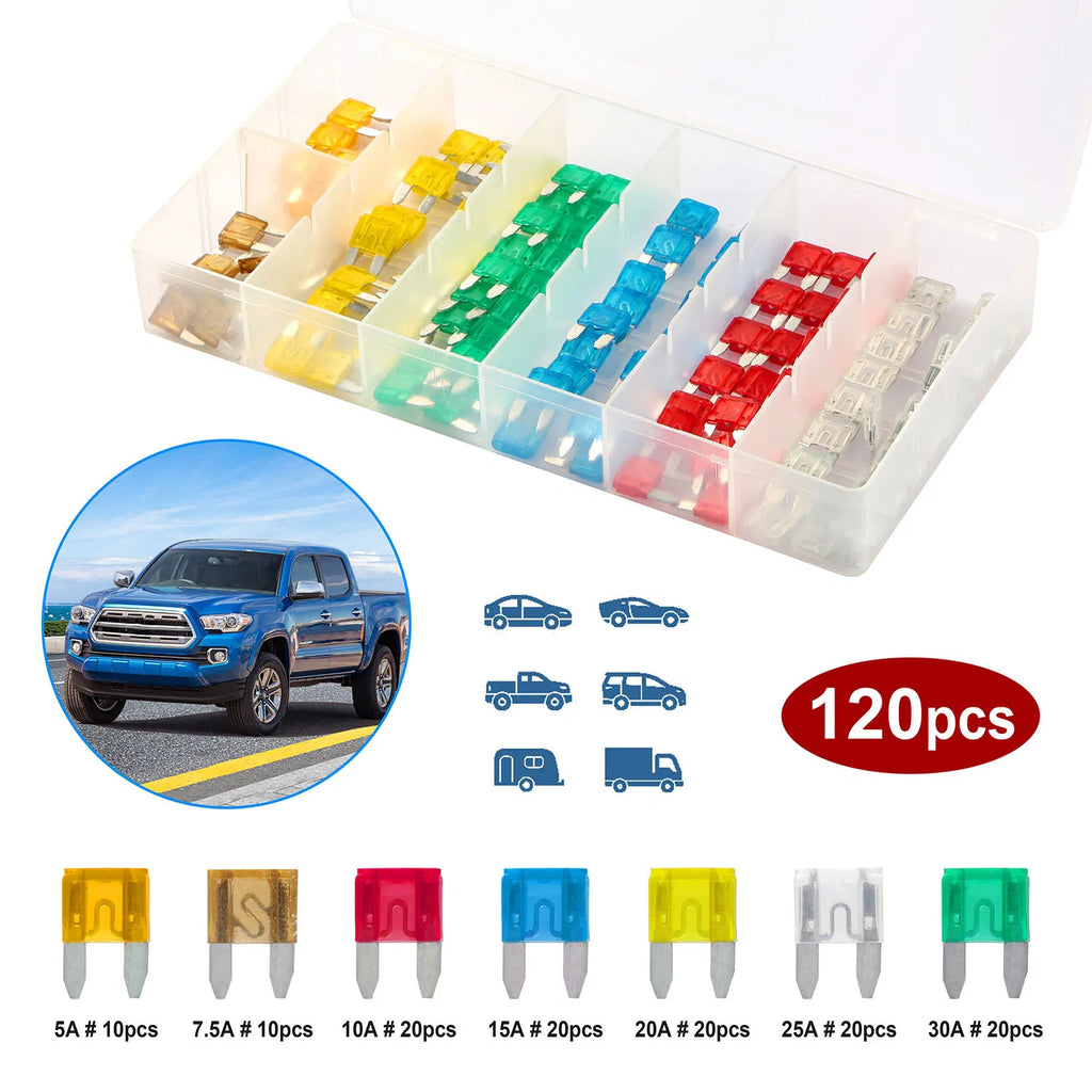 120Pcs Mini Auto Blade Fuse Set Assorted Standard Blade Fuse Kit 5A 7.5A 10A - Image 2