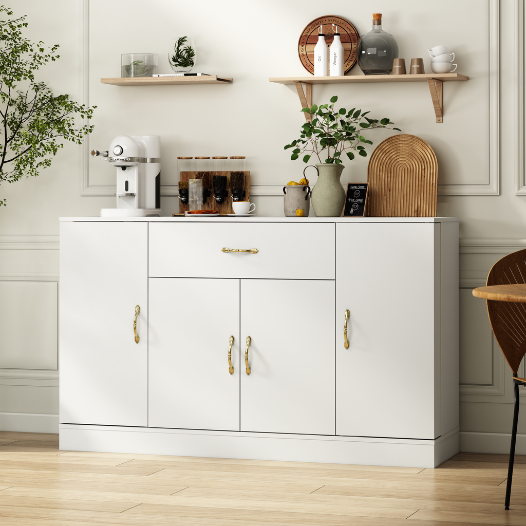 55in Sideboard Buffet Cabinet with Drawer and Four Doors
