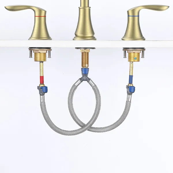 2 Handle 8 inch Widespread Bathroom Sink Faucet Brushed Gold Lavatory Faucet 3 - Image 5