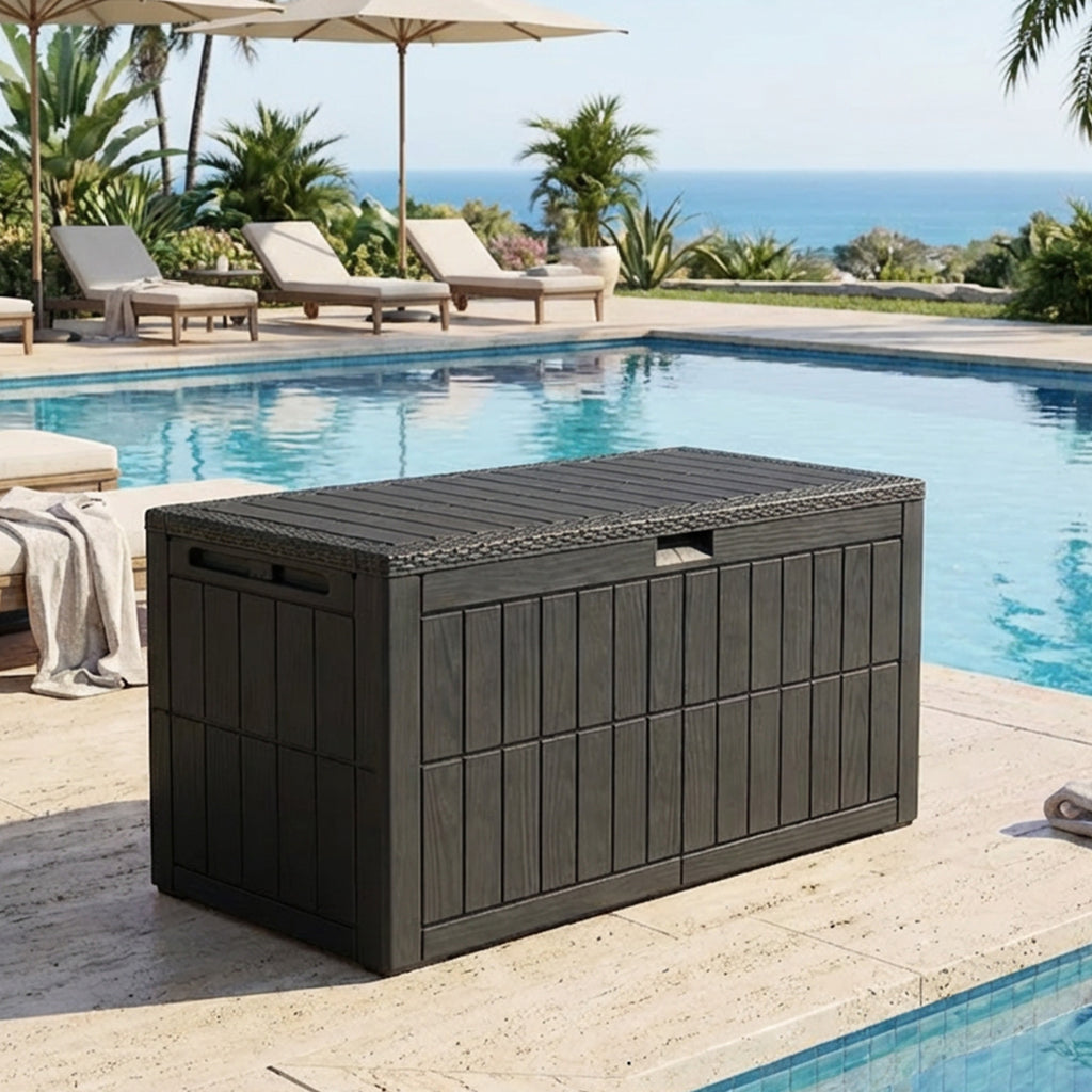 1 0 0 Gallon Outdoor Storage Box Water Proof Resin Deck Box Lockable Storage - Image 4