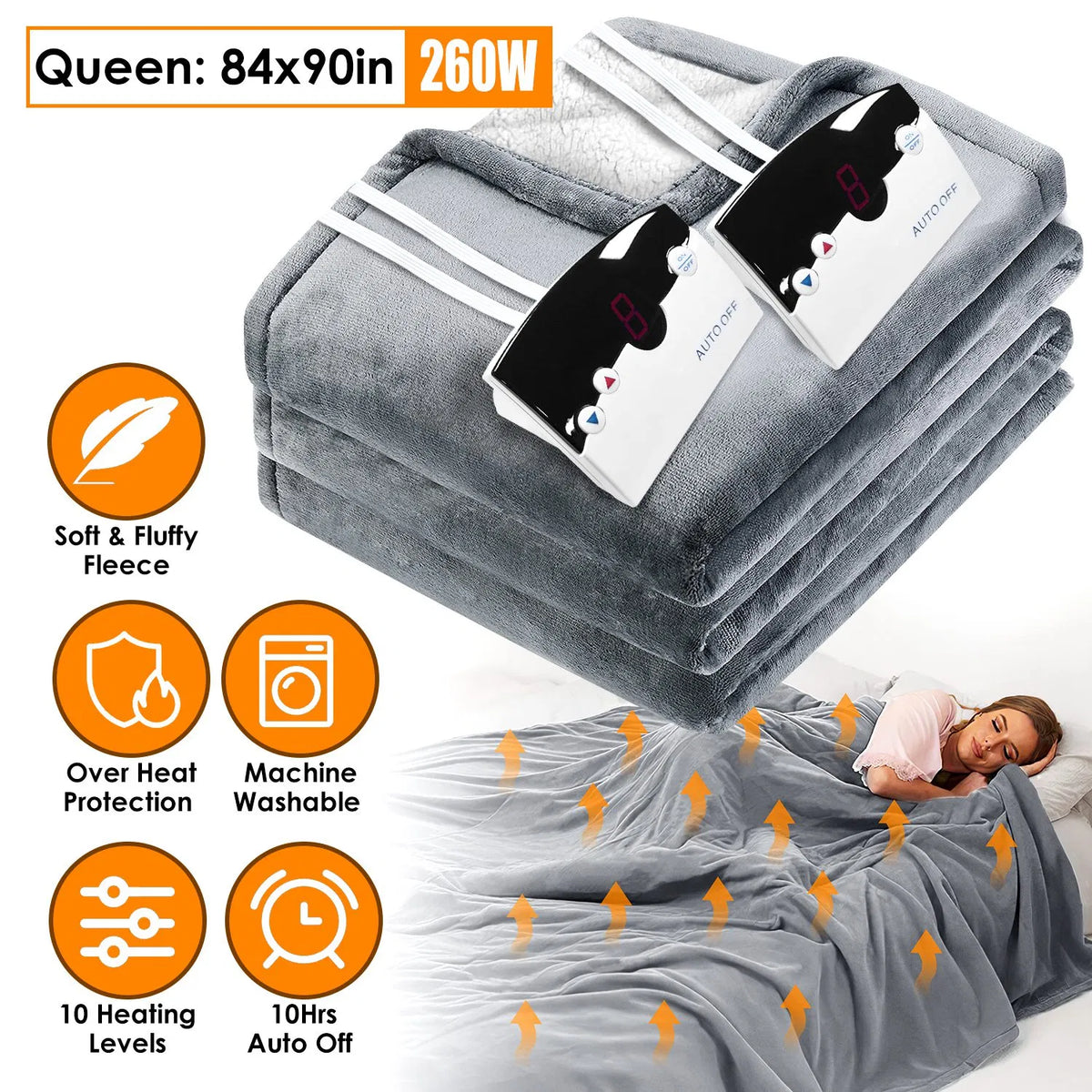 Electric Heated Fleece Heated Blanket with 10 Heating Levels 10 Hours Auto Off - Image 4