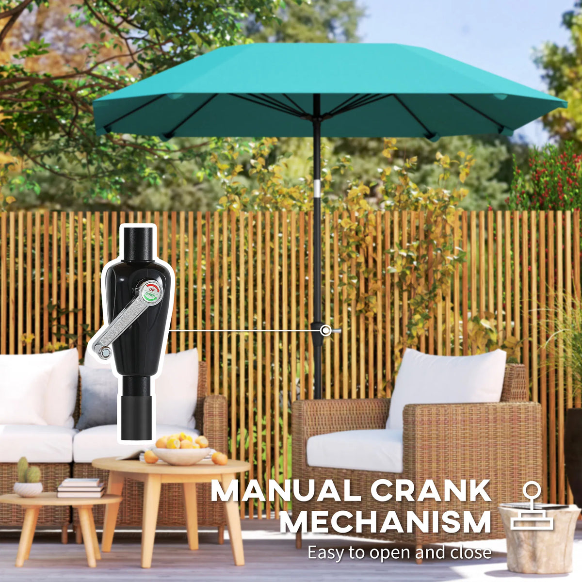 7.6FT Aluminum Patio Umbrella Parasol 8 Ribs Outdoor Market Umbrella with - Image 3