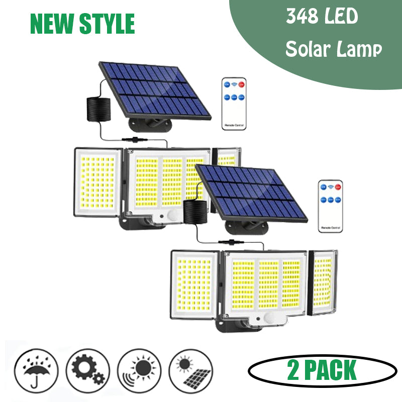 1 2 Pack Solar Lights Outdoor 348 LED Motion Sensor Lights With Remote Control - Image 4