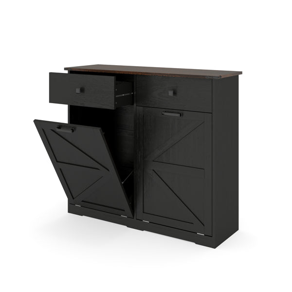 Farmhouse Black Double Tilt Out Trash Cabinet For 20 Gallon Cans Free - Image 3