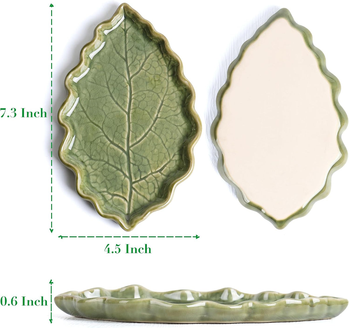 Ceramic Leaf Spoon Rest Cute Kitchen Utensil Holder For Stovetop Countertop - Image 3