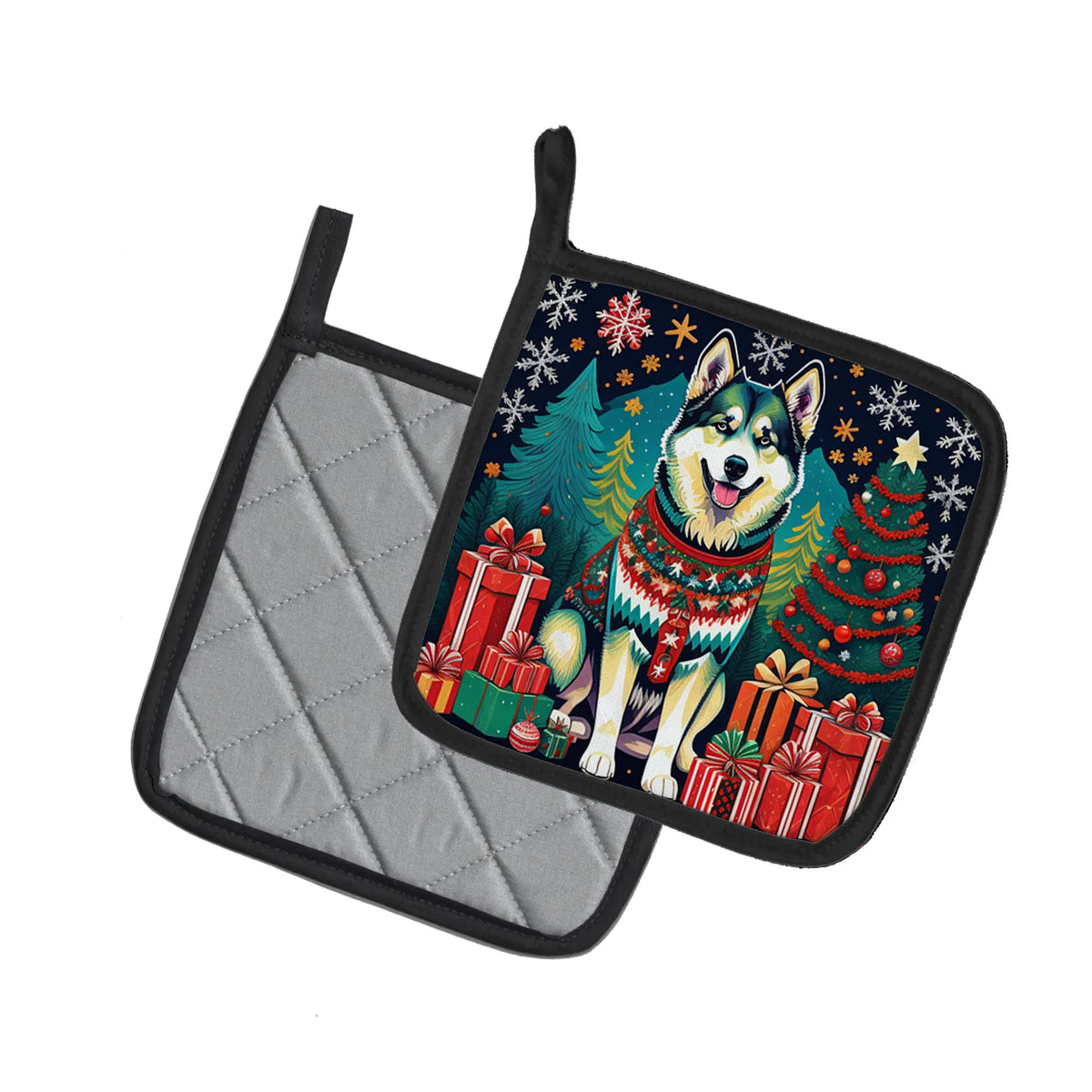 Alaskan Malamute Christmas Pair of Pot Holders Kitchen Heat Resistant Pot - Image 3