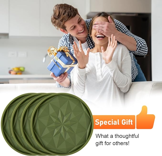 8 Pcs Silicone Drink Coasters With Holder Non Slip Table Mats For Beer And - Image 3