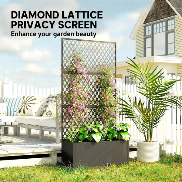 Metal Planter Box with Tall Trellis