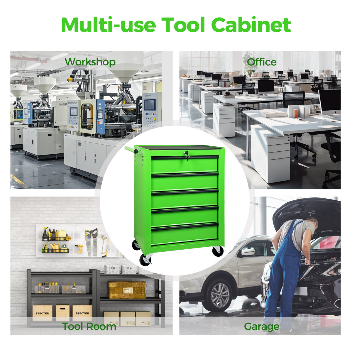 Rolling Metal Tool Chest with 5 Drawers 20" 5 Drawer Tool Chest Cabinet with - Image 5