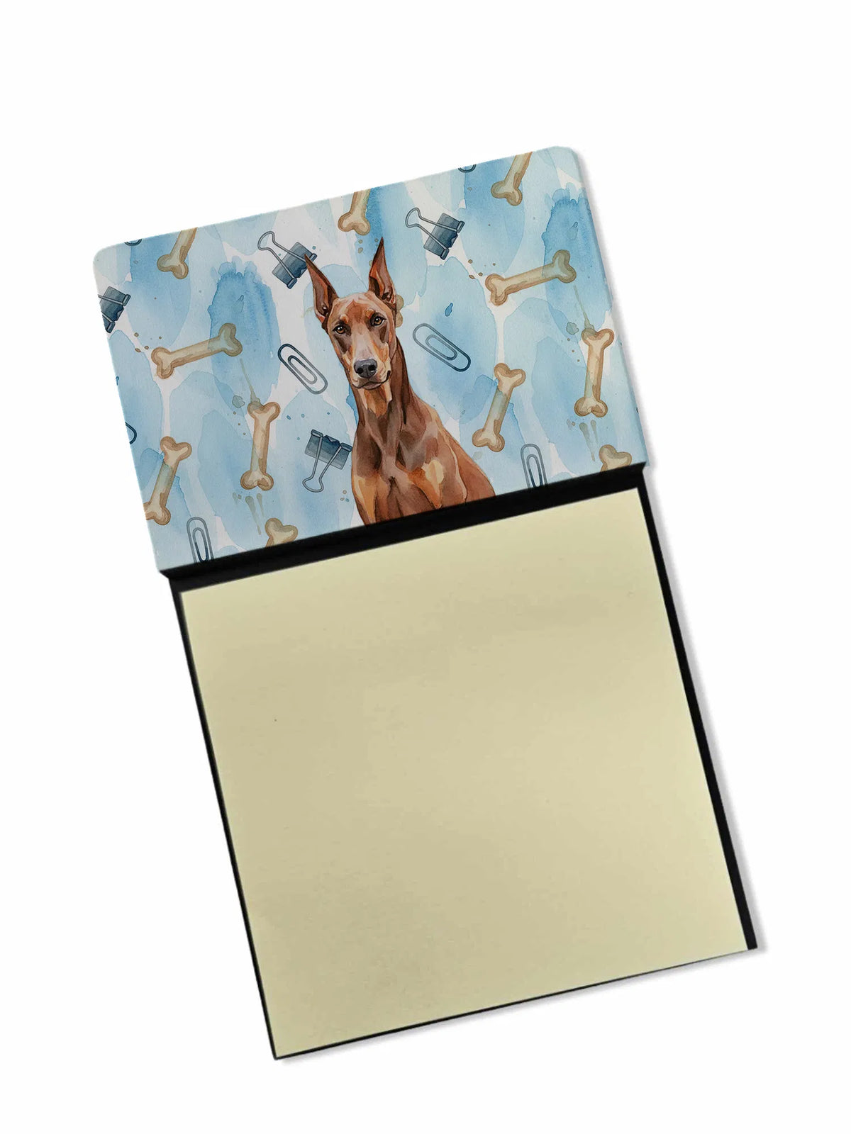 Red Doberman Pinscher Coworker Watercolor Sticky Note Holder Refillable