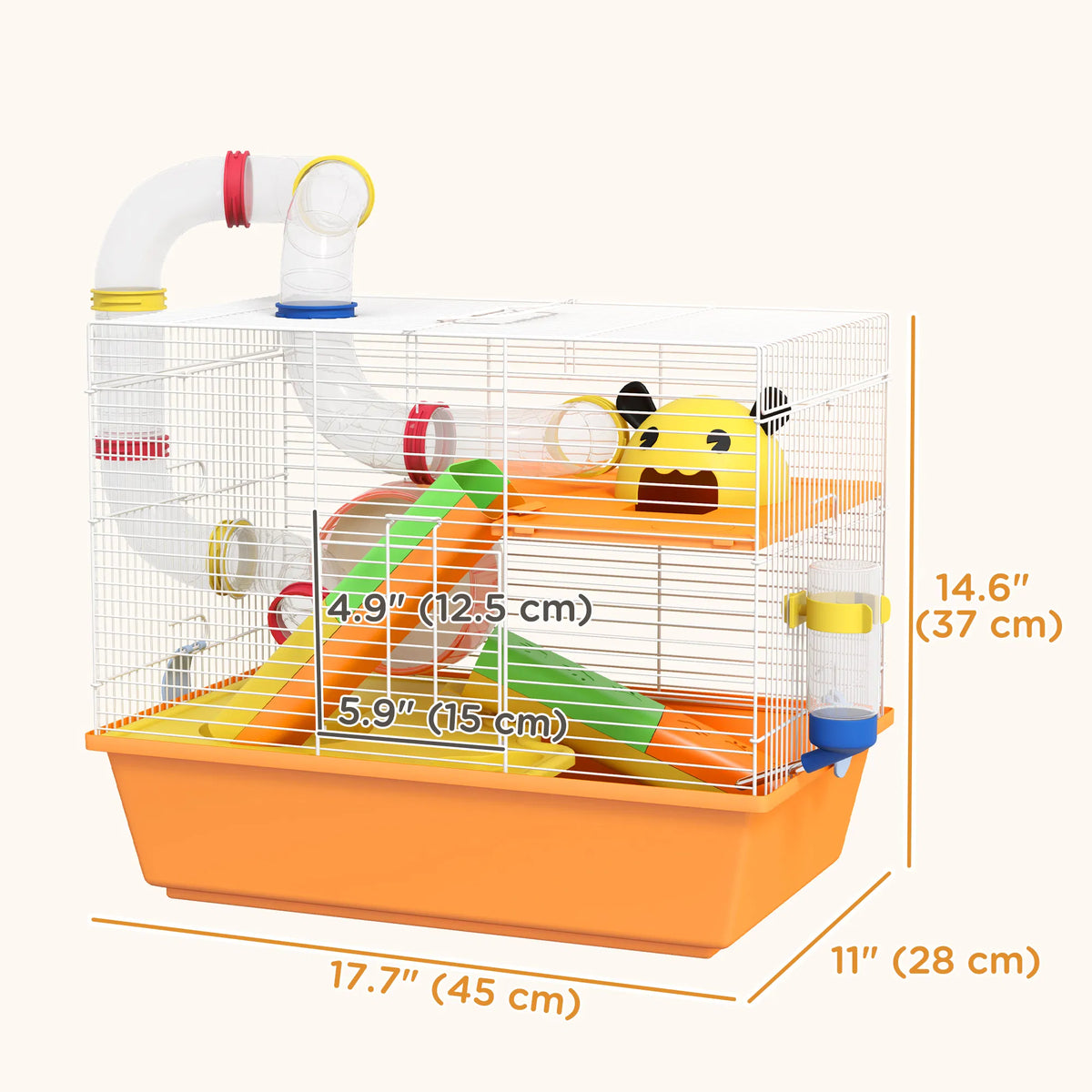 3 Tiers Hamster Cage for Gerbil Dwarf Hamster with Tunnels Water Bottle - Image 4