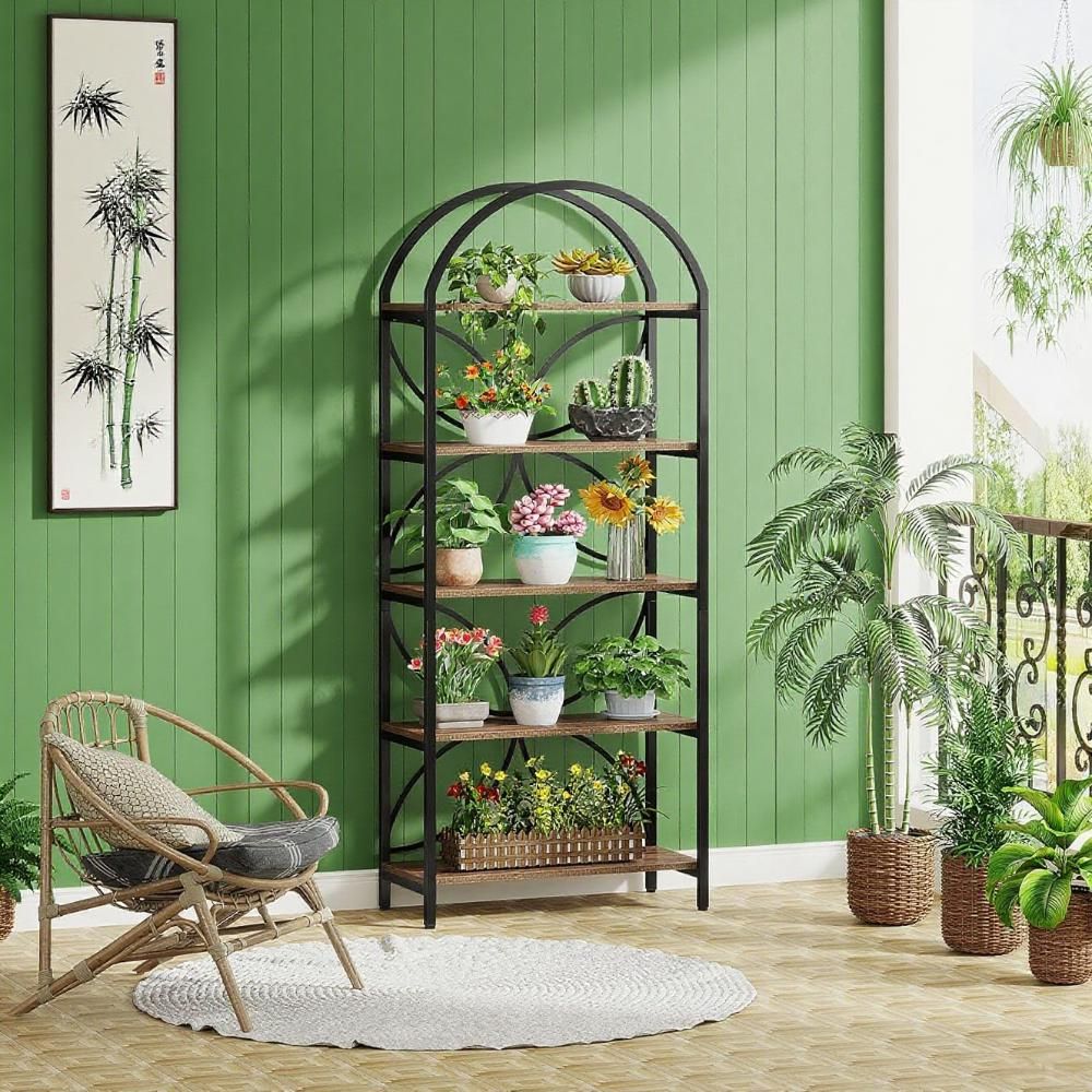 5-Tier Rustic Industrial Narrow Bookshelf