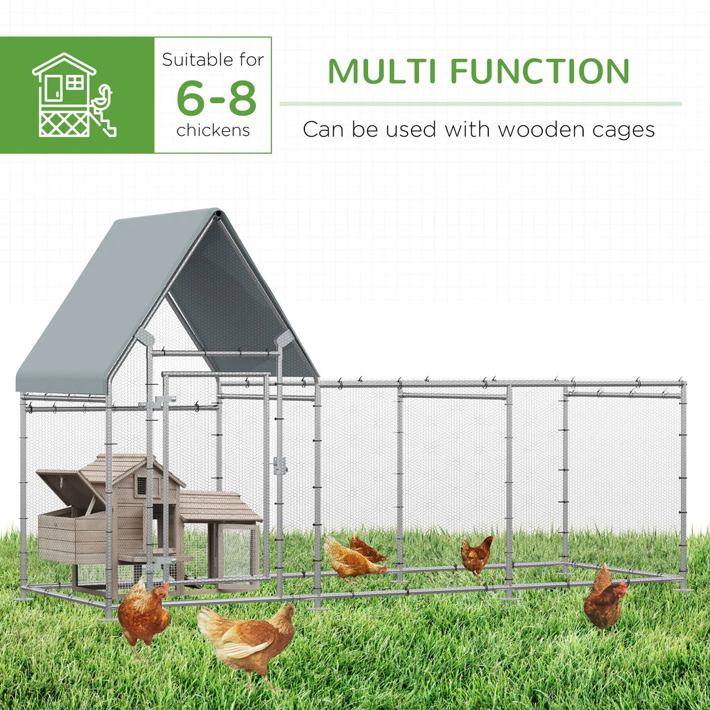 Walk In Chicken Run Large Galvanized Chicken Coop Hen Poultry House Cage - Image 5