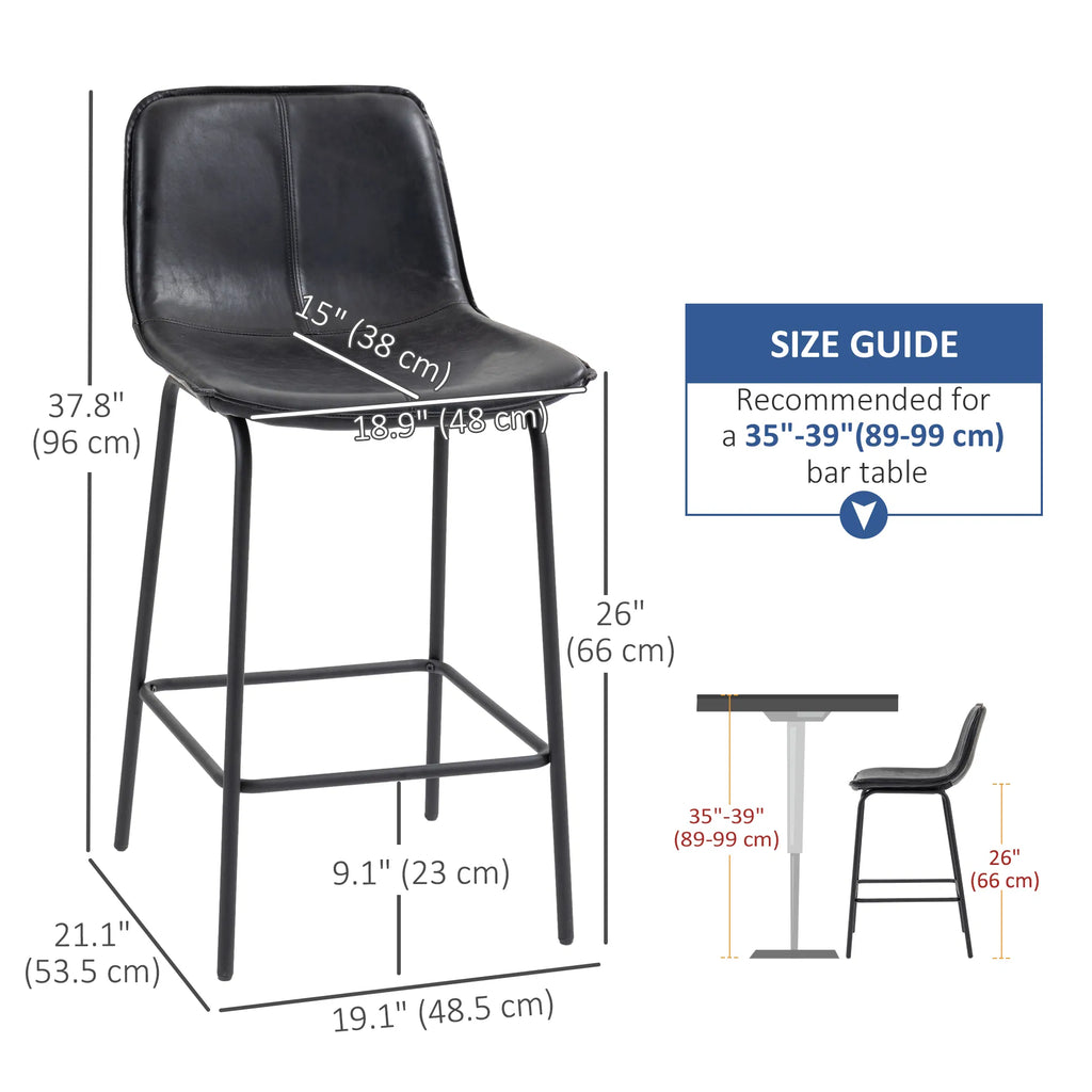 Bar Stools Set of 2 Upholstered Counter Height Bar Chairs Kitchen Stools with - Image 5