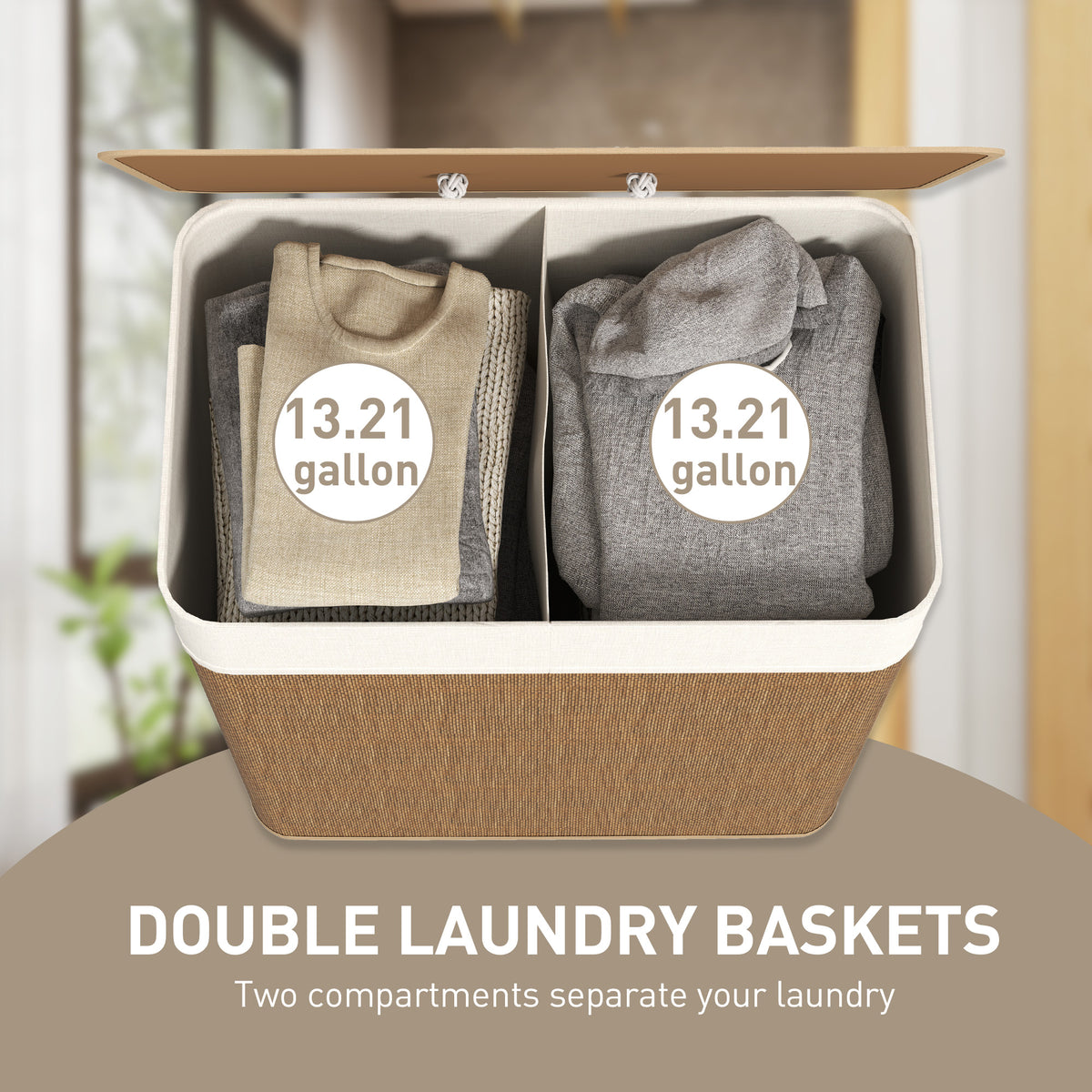Double Laundry Hamper with Lid