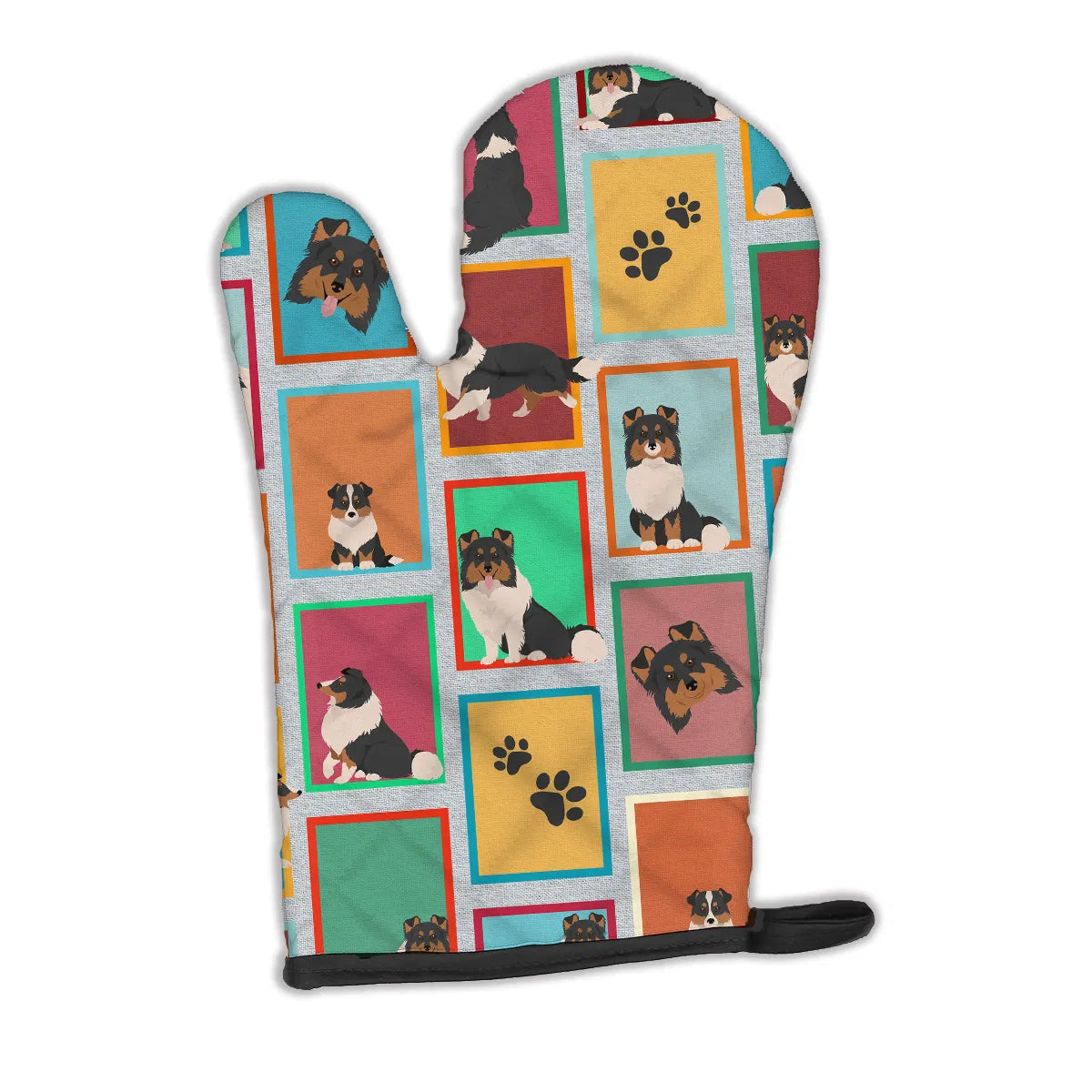 Lots of Tricolor Sheltie Oven Mitt Heat Resistant Thick Oven Mitt for Hot Pans