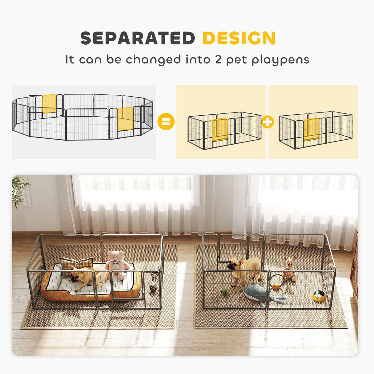 Dog Playpen 31.5"W Heavy Duty Metal Puppy Play Pen Pet Exercise Fences for