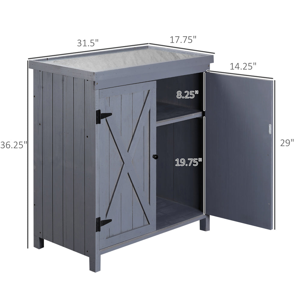 Outdoor Storage Cabinet Outdoor Tool Shed with Galvanized Top and Two Shelves - Image 4