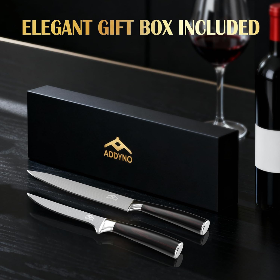2 Piece Japanese High Carbon Stainless Steel Knife Set 8 Chef & 4 Paring Knives