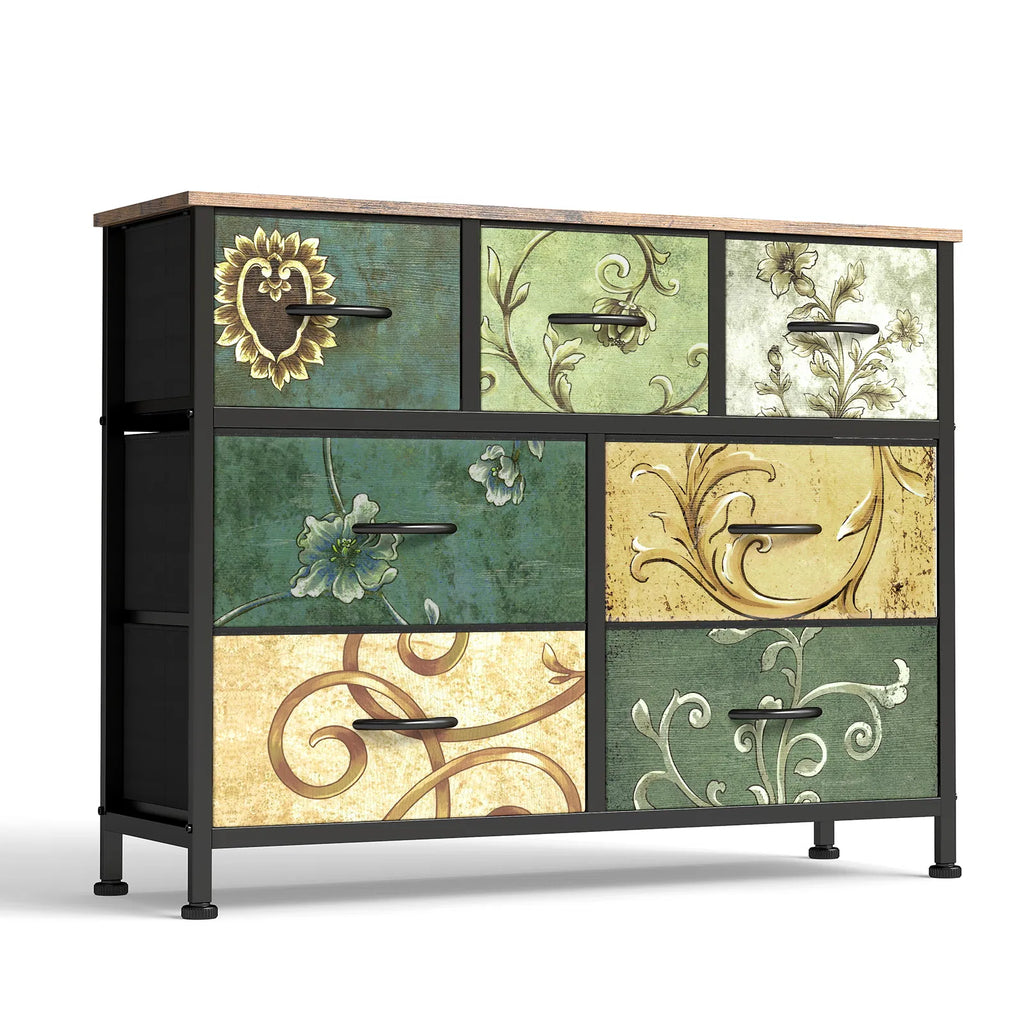 Dresser Bedside table with a movable fabric box sturdy steel framed wooden - Image 4