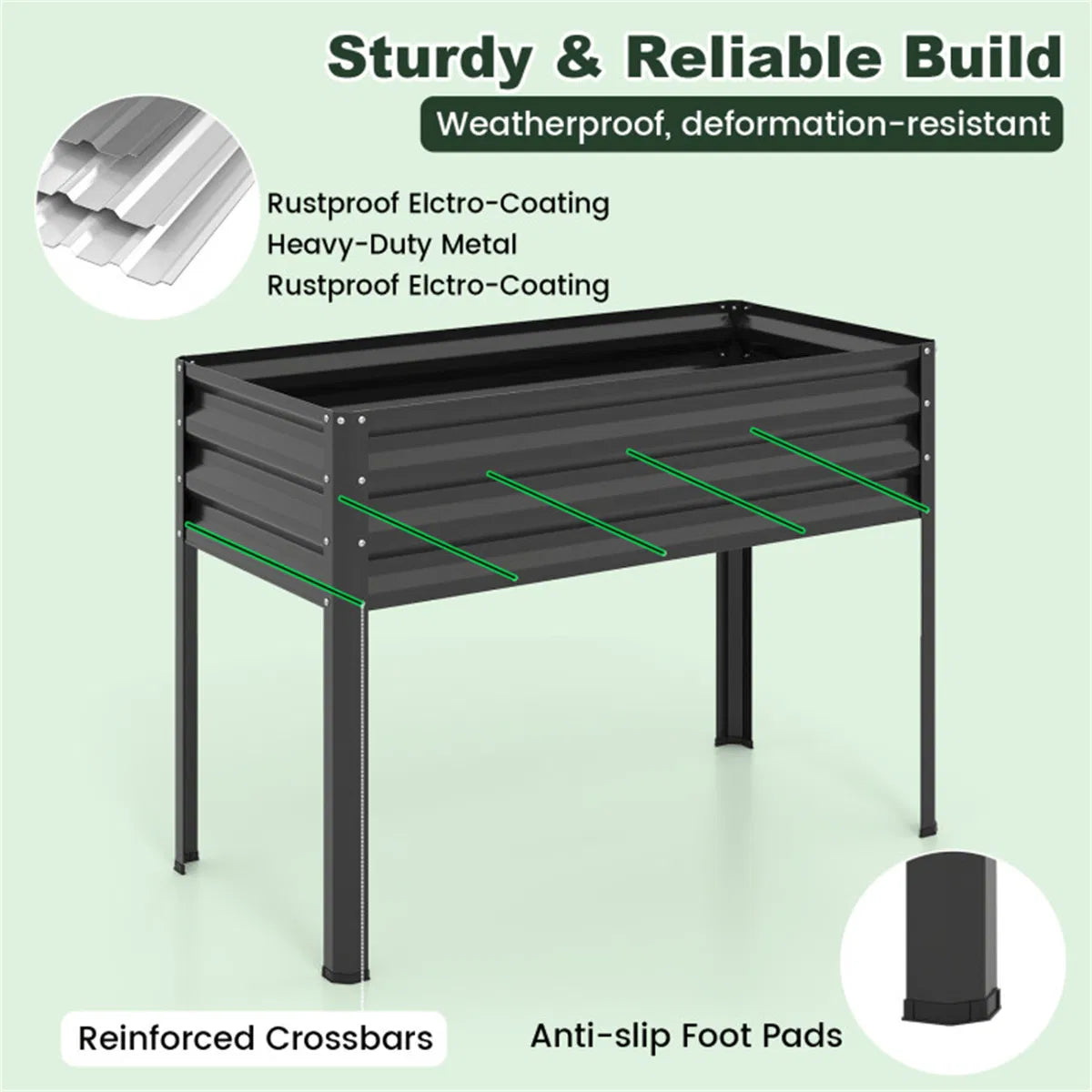 3 in 1 Metal Raised Garden Bed with Mini Greenhouse Cover Elevated Planter Box - Image 5