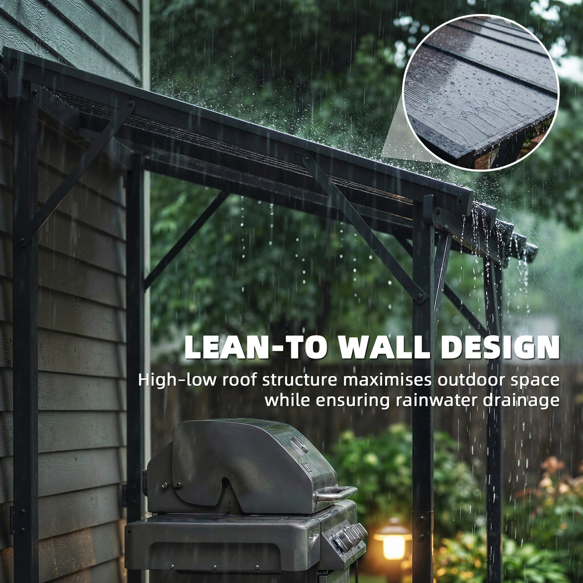 hardtop lean-to grill gazebo with polycarbonate roof product view 5