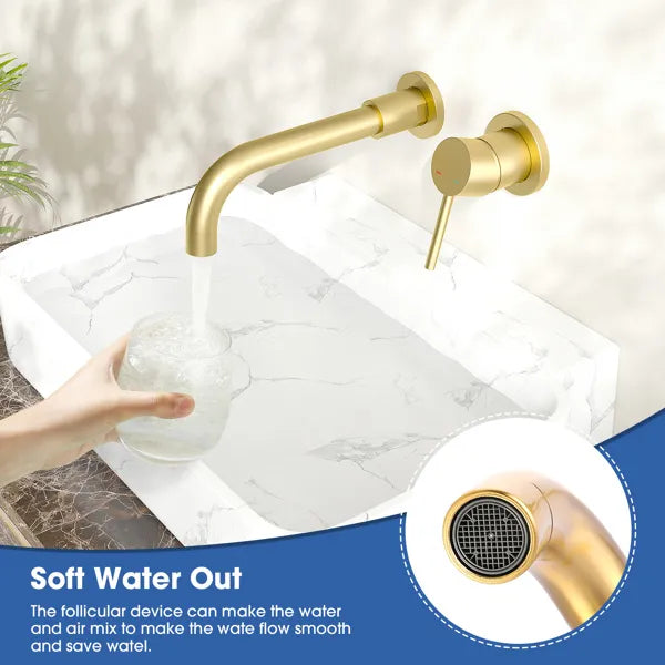 Wall Mount Faucet for Bathroom Sink or Bathtub Single Handle 3 Holes Brass - Image 3