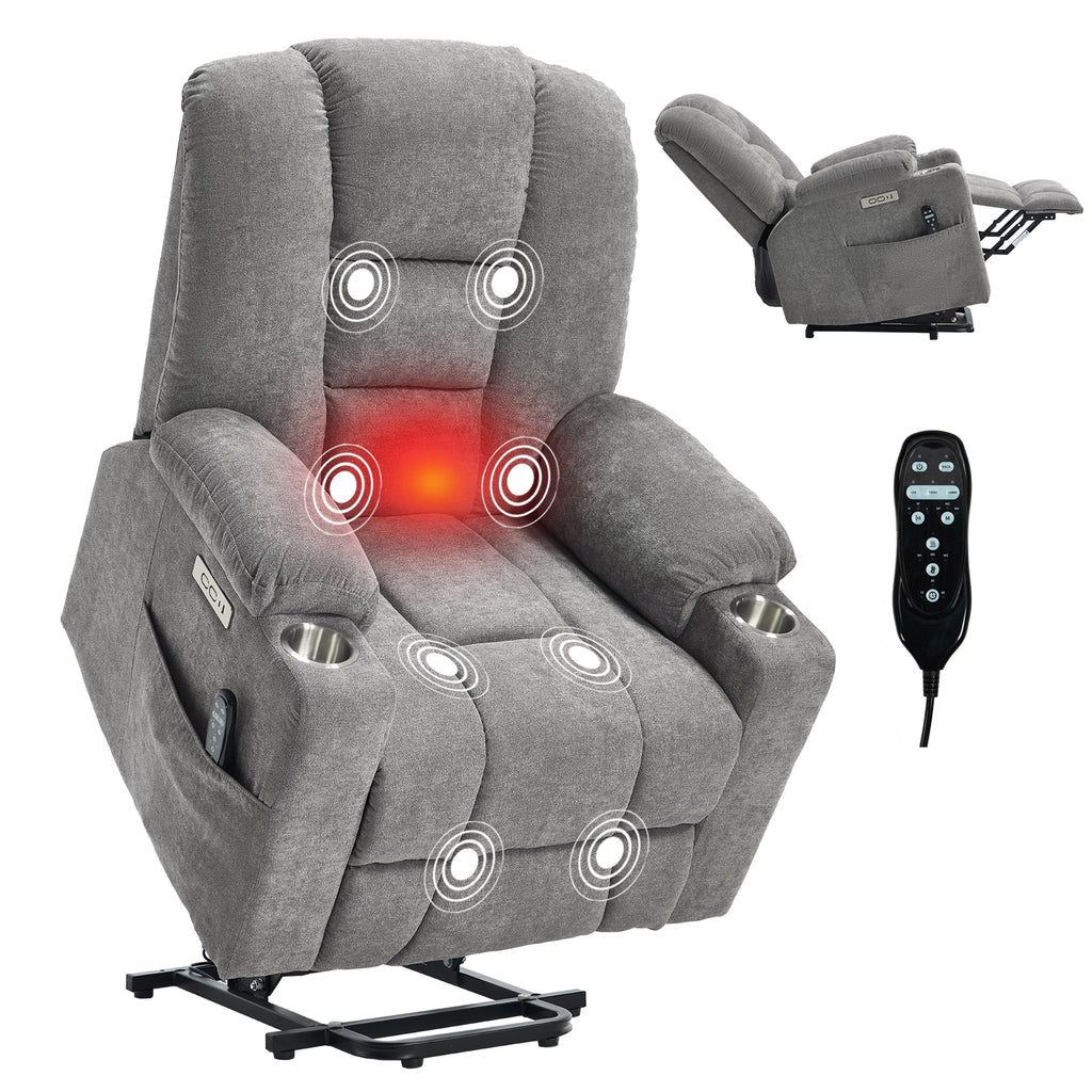 Power Lift Recliner Chair with Massage and Heat for Elderly Overstuffed Wide - Image 3