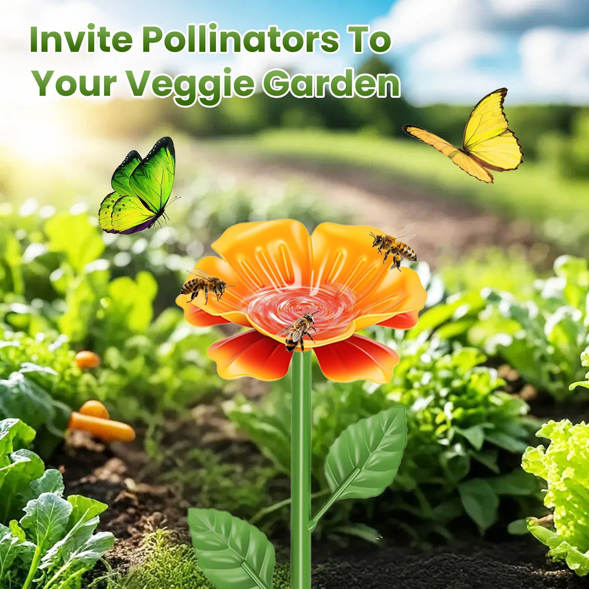 Pollinator Waterer for Bees Butterflies Weatherproof Iron Garden Water Stakes - Image 5